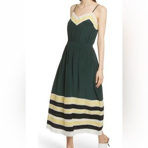 Robert Rodriguez green silk midi slip dress